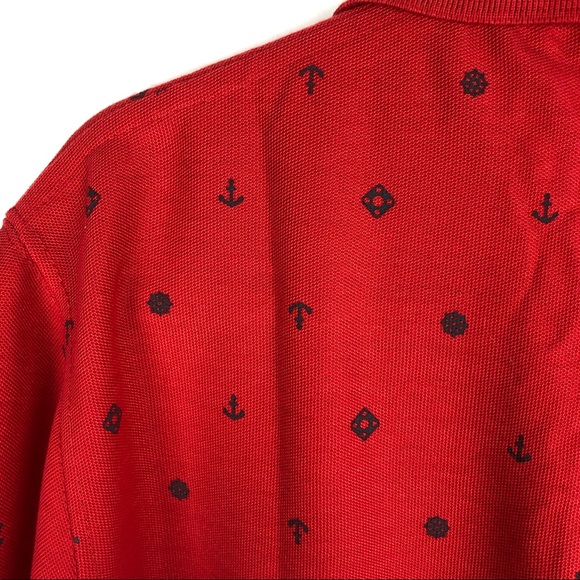 NWOT Surf Ride Red Polo Short Sleeve Shirt Anchor Printed - Picture 8 of 9
